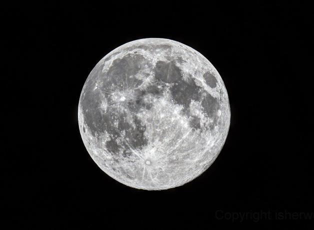 La luna llena contra un cielo negro