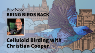 Christian Cooper's image on BirdNote's Bring Birds Back logo