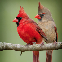 Northern Cardinals, male and female 